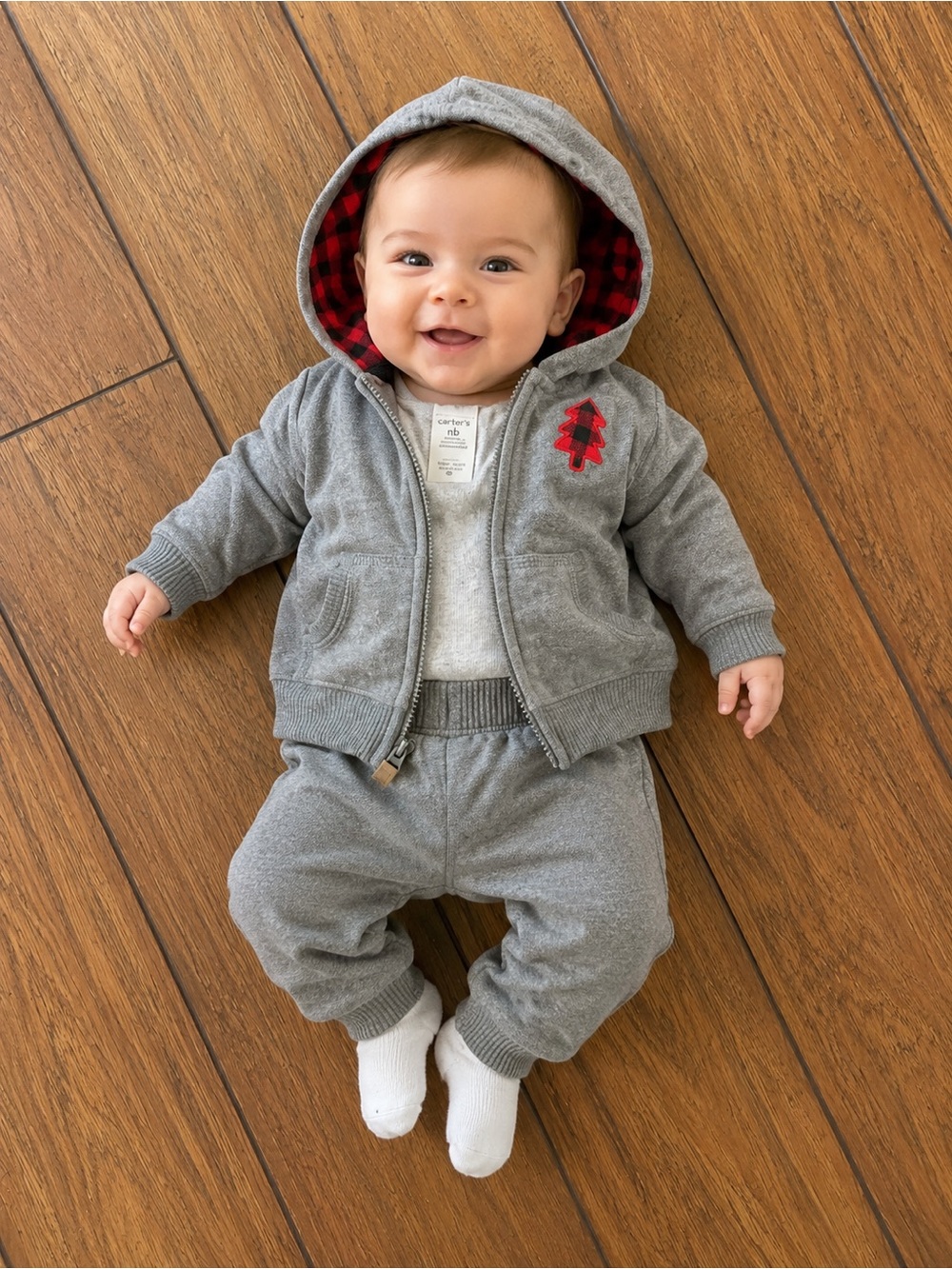 Carter’s Newborn 2-Piece Gray Hooded Tracksuit Set